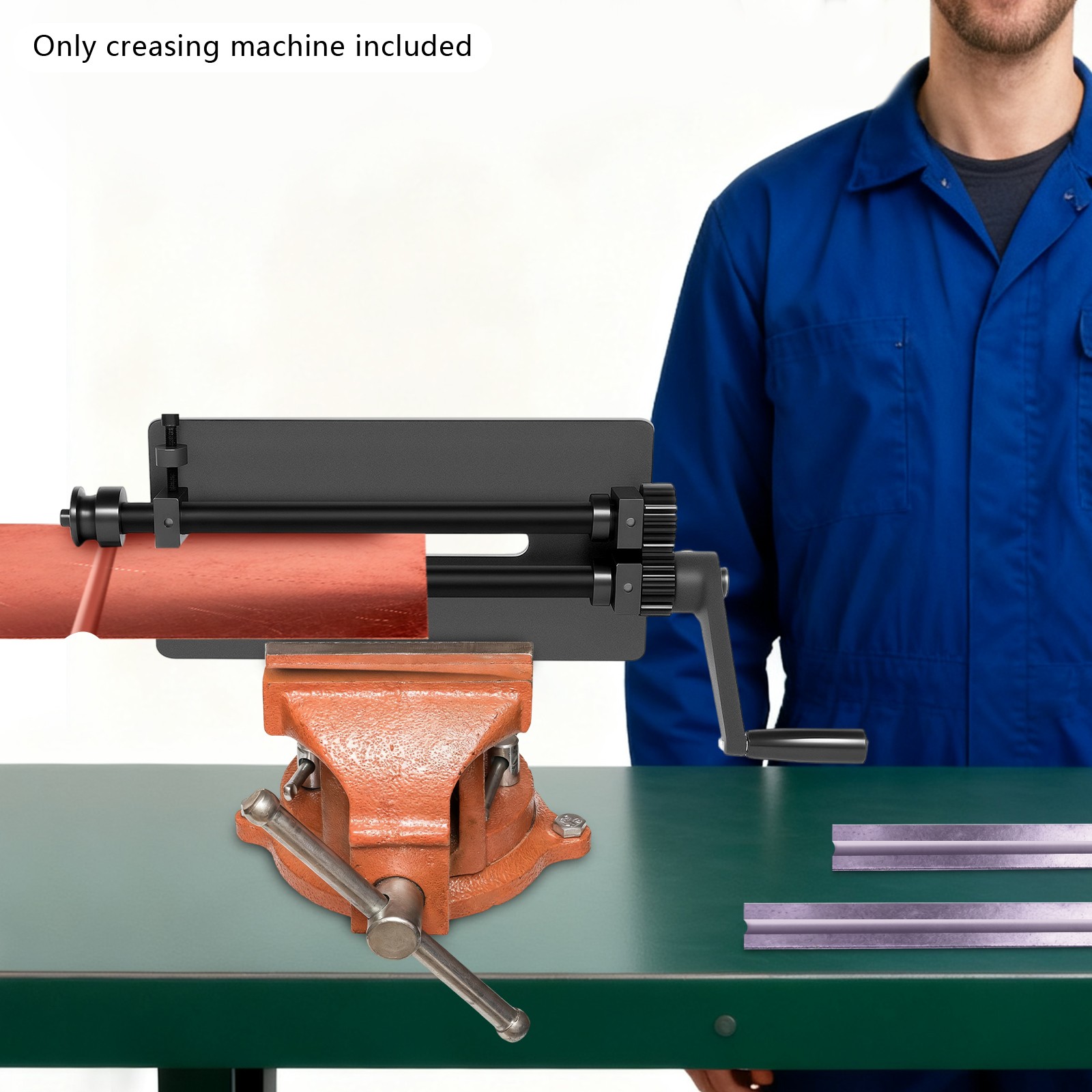 Sheet Metal Bead Manual Roller Machine 12 inch Gear Drive Bench 6 Dies Set