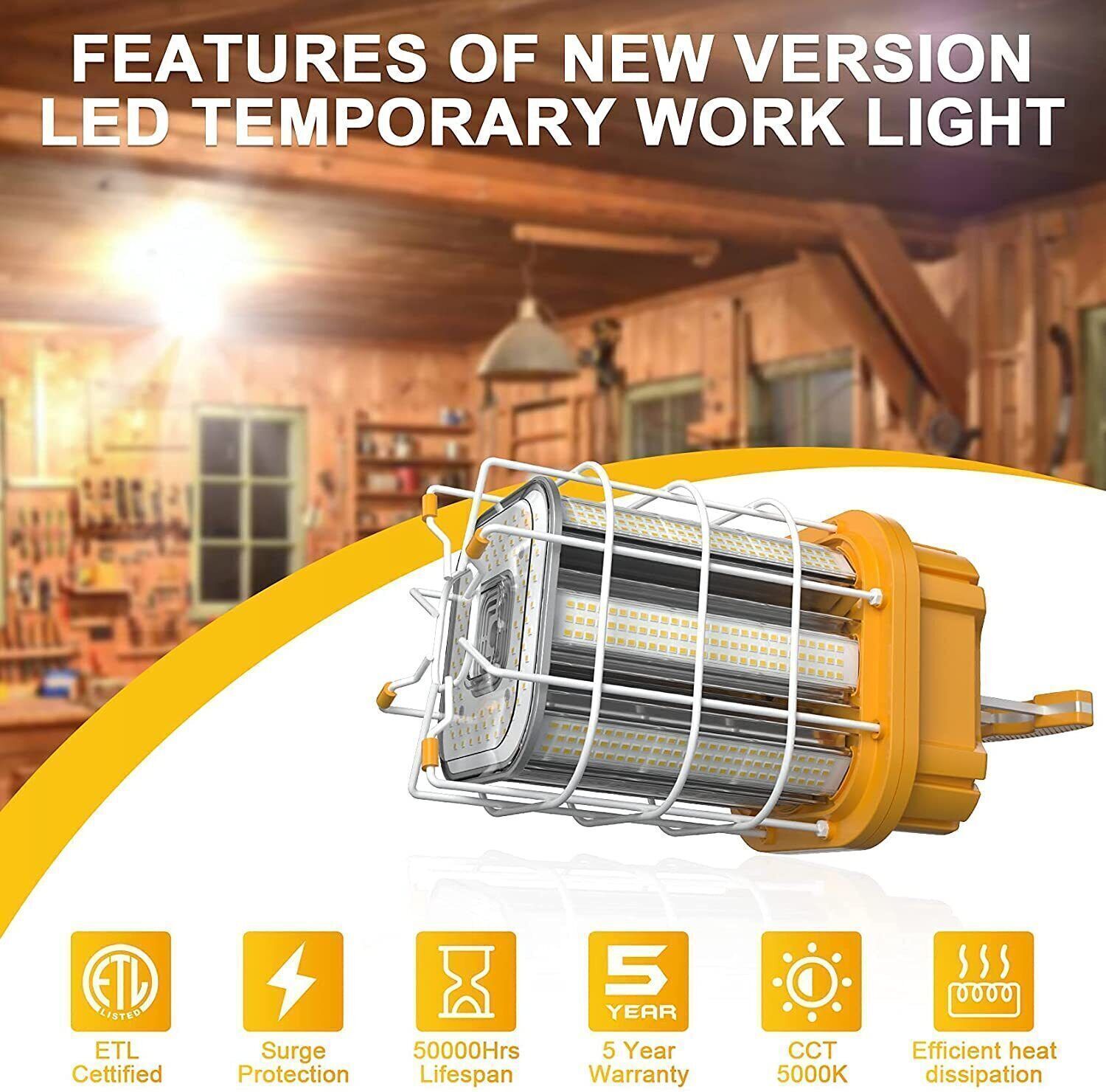150W LED Temporary Work Light Linkable Construction Jobsite Lamp 22500LM US Plug