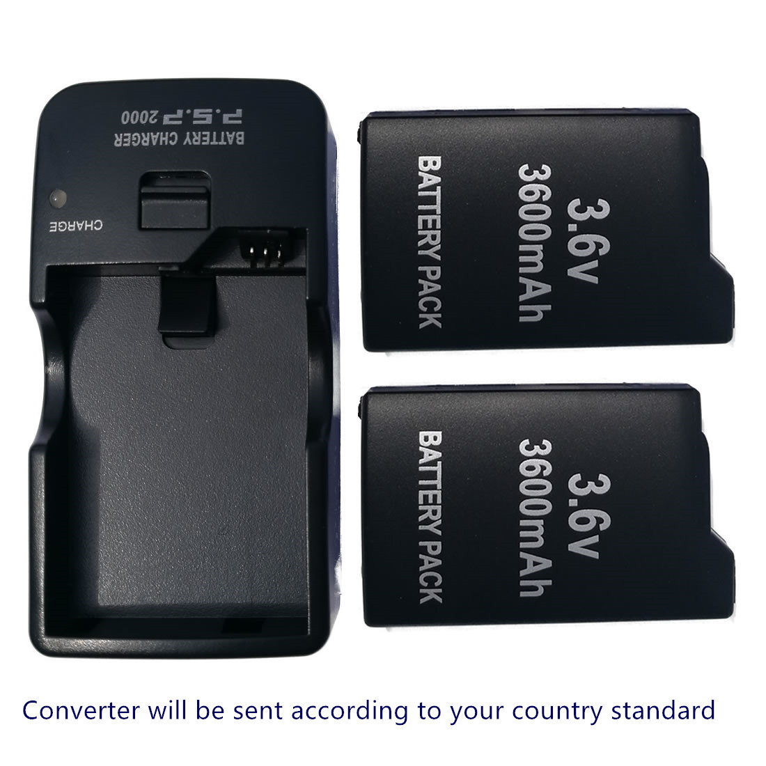 TWO Replacement Battery W/ Charger for Sony PSP PSP-110 PSP110 PSP-1000 FAT Game