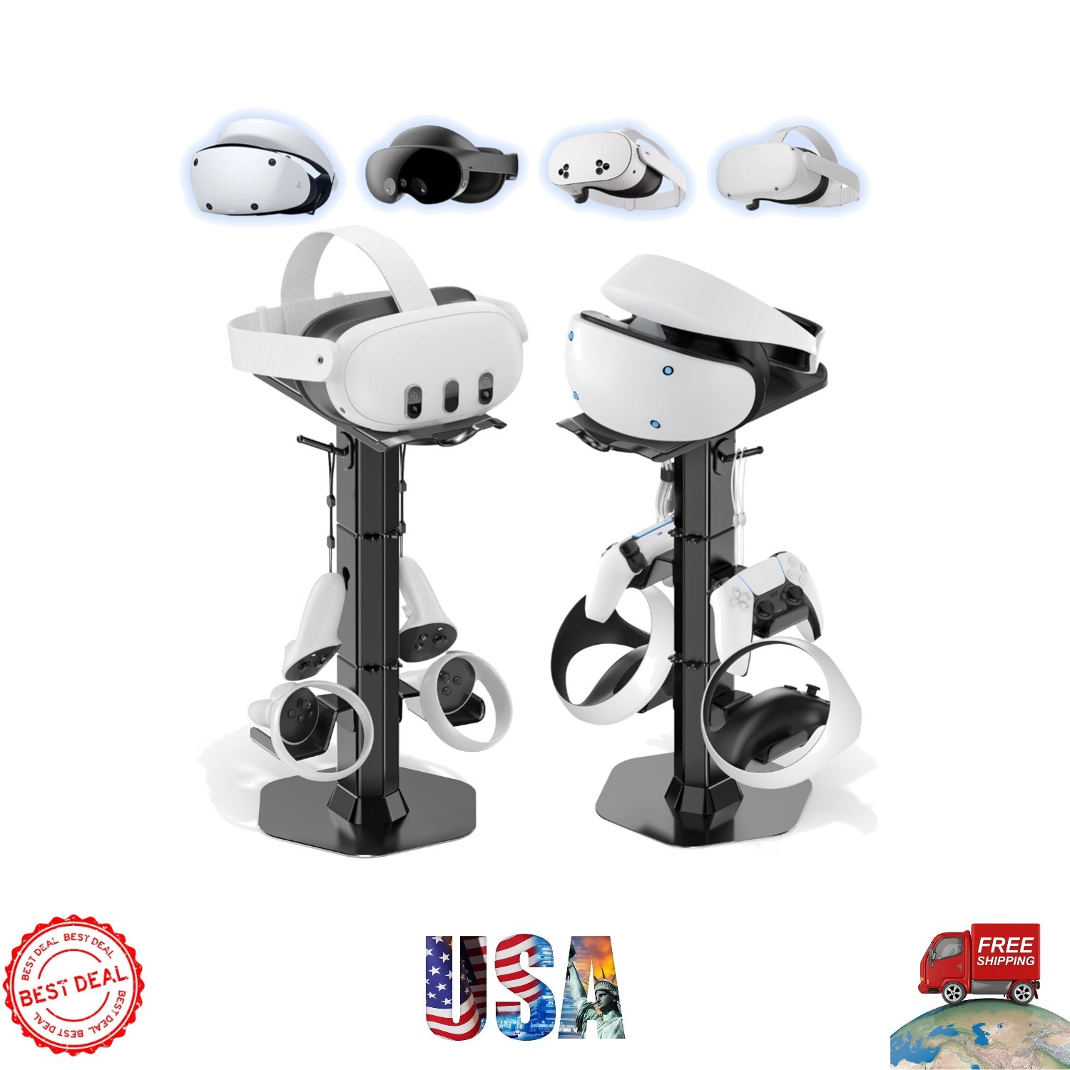 Stylish Headphone & VR Controller Stand – Space-Saving Desk Organizer for Gamers