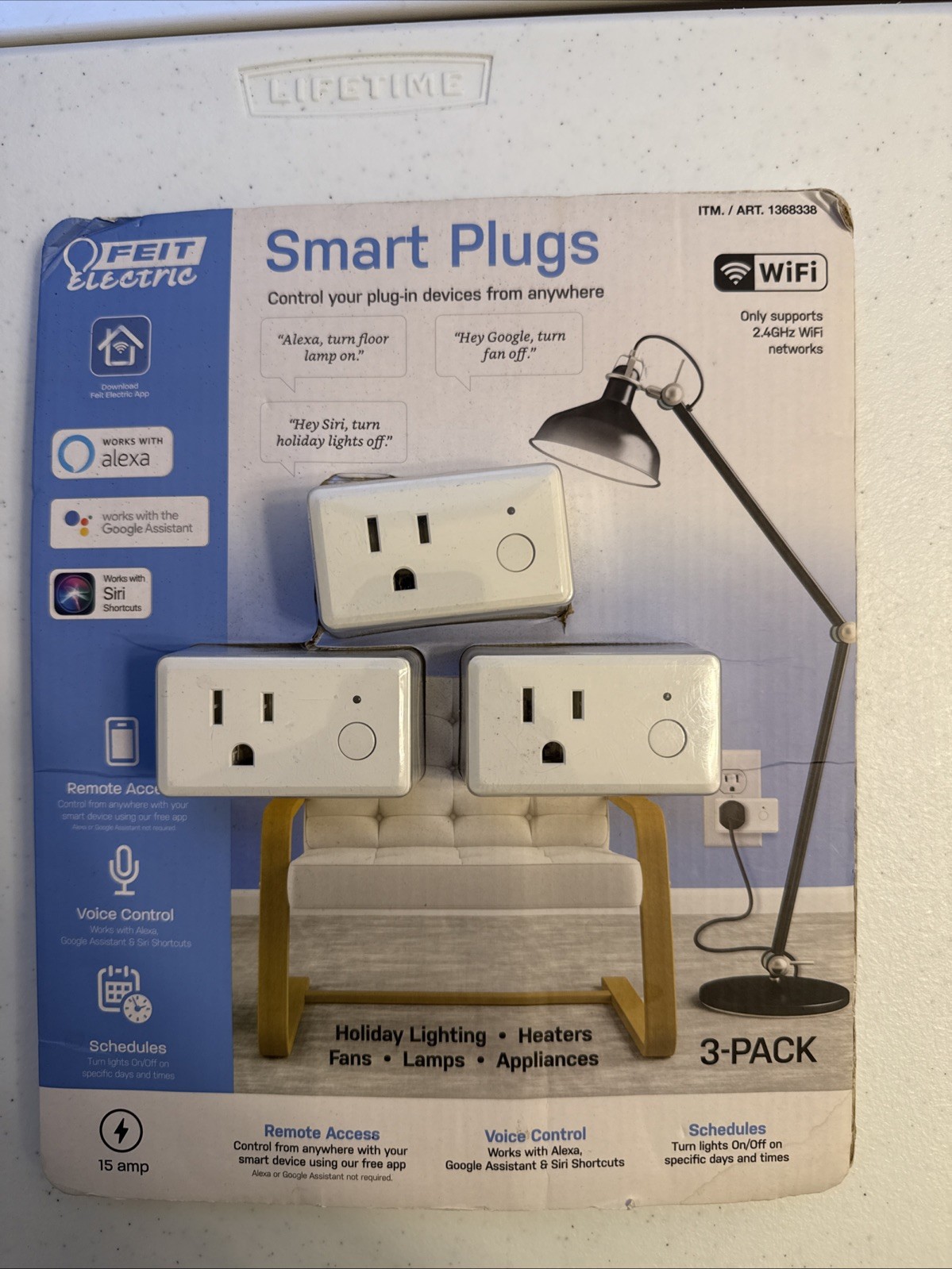 Feit Electric 1368338 2.4GHz WiFi Smart Plug 3-pack Remote Access Schedules NEW