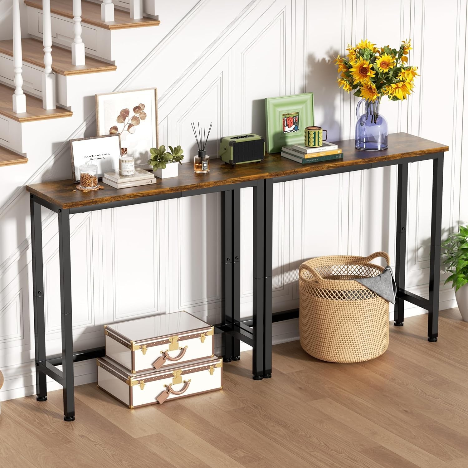 29.5" Narrow Console Table Small Entryway Table Thin Hallway Table Skinny Sofa