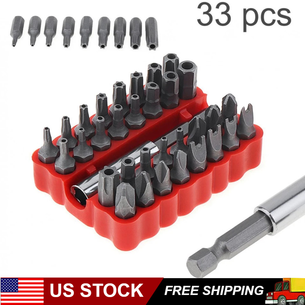 33 Torx Bit Set Tamper Proof Security Torq Hex Star Spanner Tri Wing Screwdriver