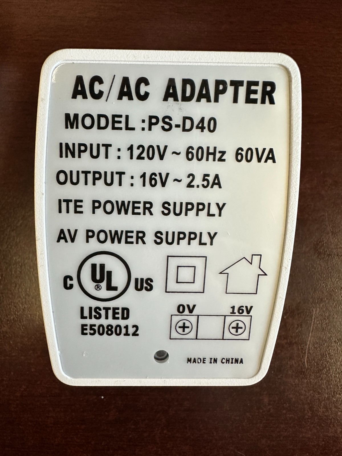 Mircom PS-4P Transformer Plug In, 16VAC/40VA 16v 40v