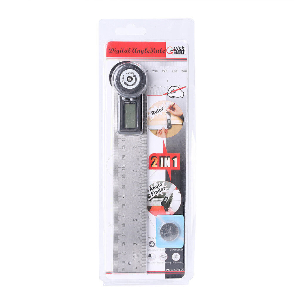 1pc 7" Electronic Protractor Digital Goniometer Angle Finder Miter Gauge Ruler