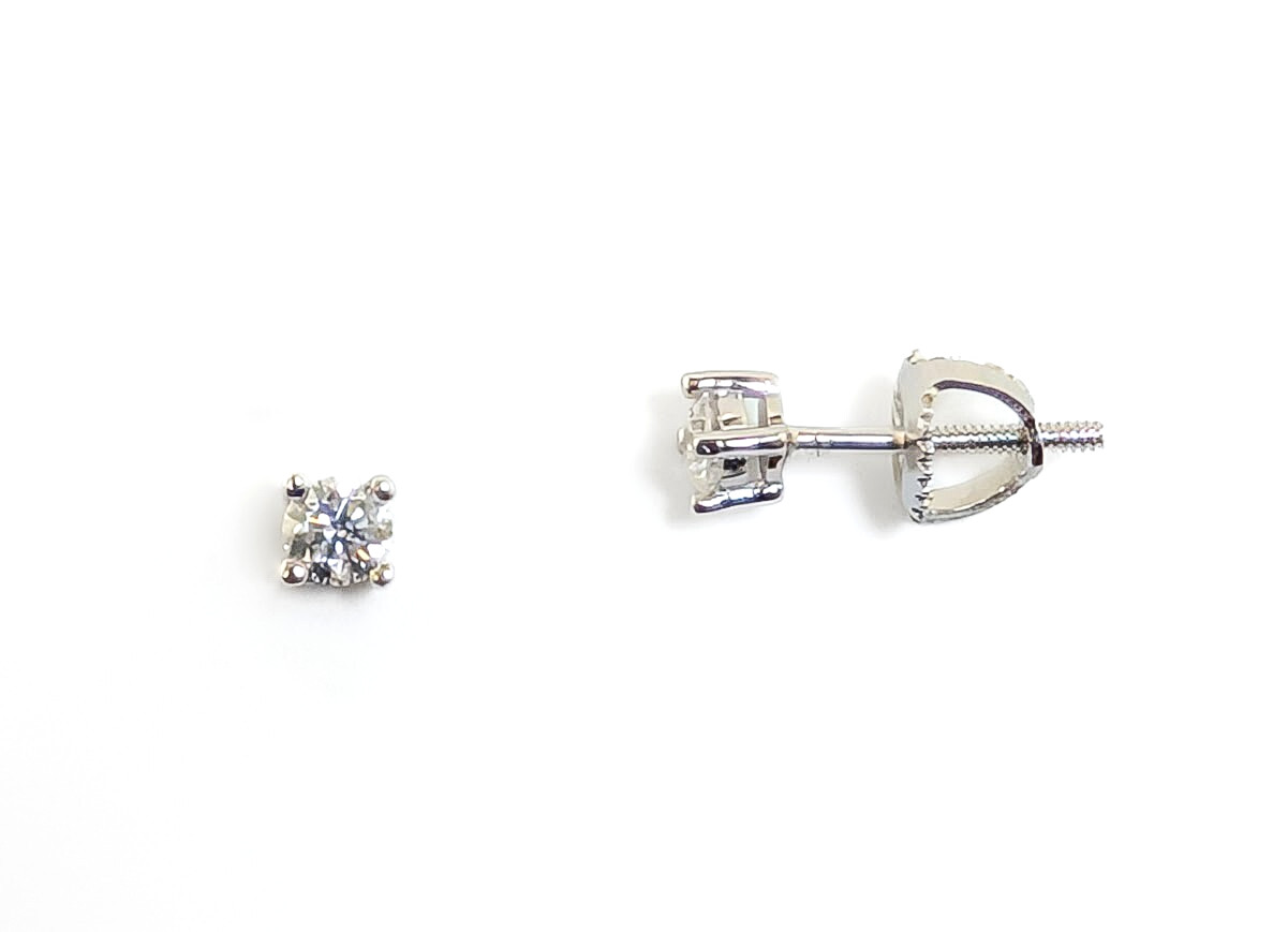 3 mm Round Lab Created Diamond Sterling Silver Screwback Small Stud Earrings