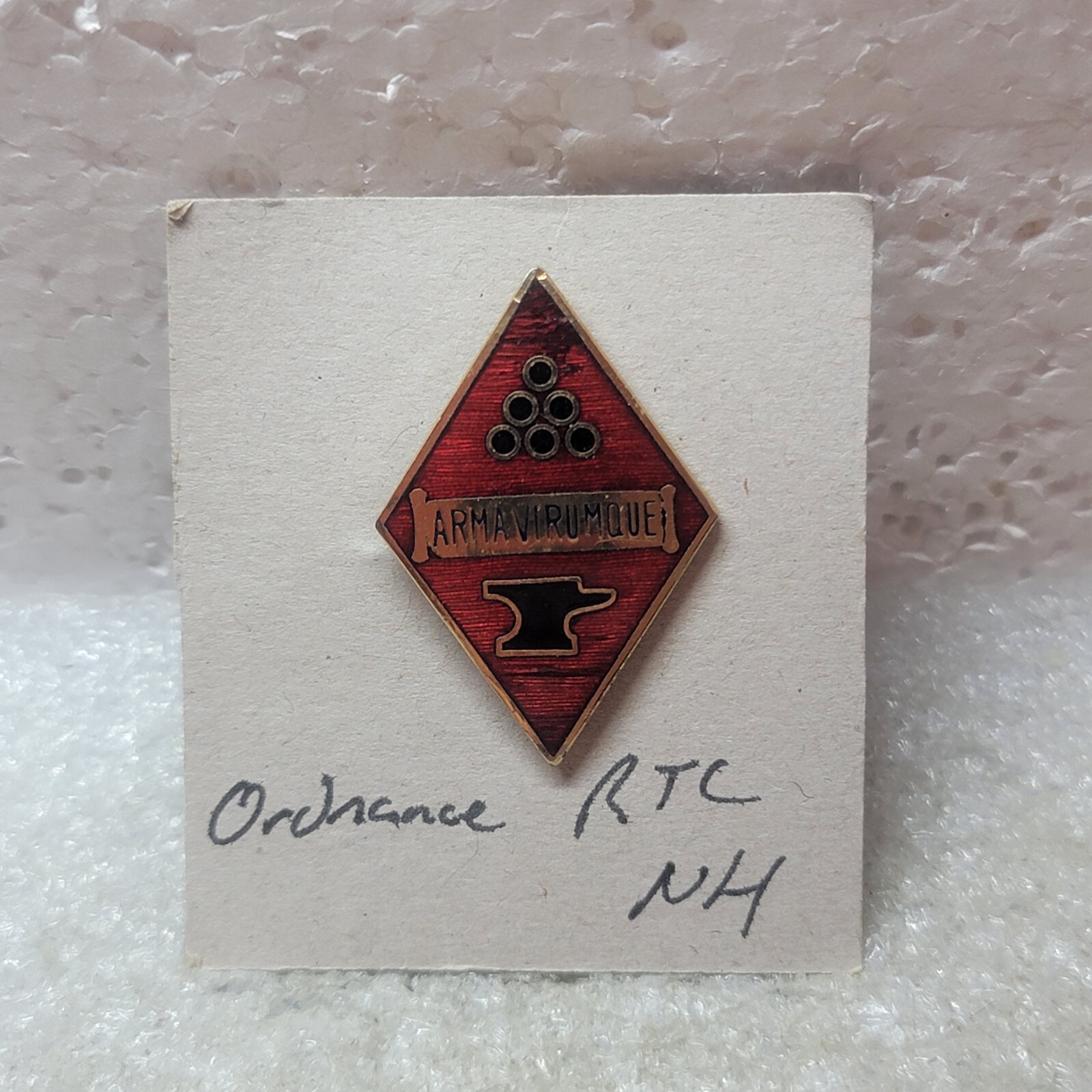 Authentic US Army Ordnance Replacement Training Ctr DUI Arma Virumque Pin NHM