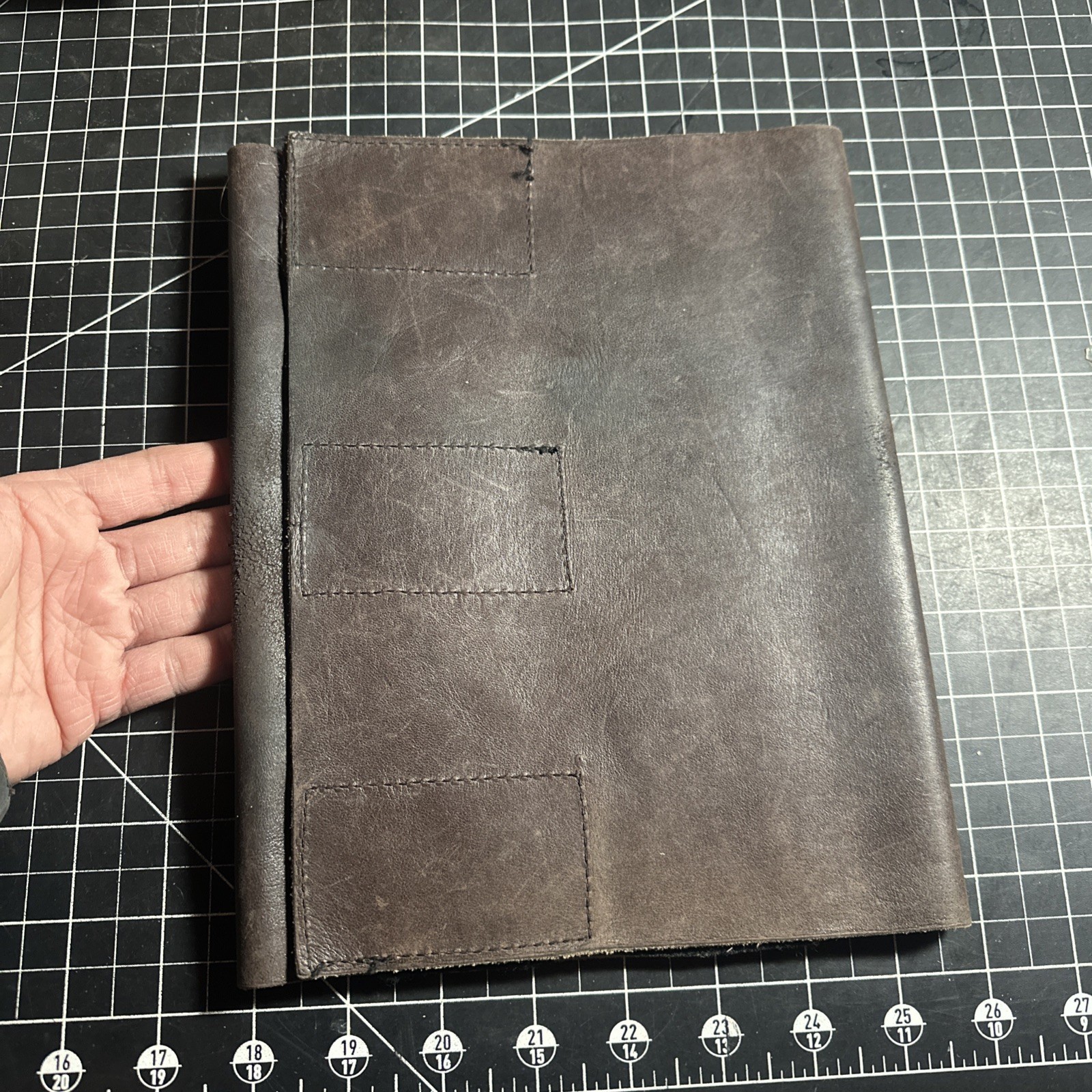 10”X22” three fold genuine leather prone position mat for hunting or competition
