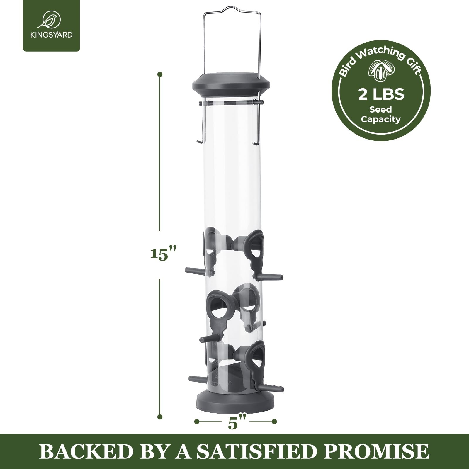 2 Pack Tube Feeders with 6 Feeding Ports for Clear Tube, Black