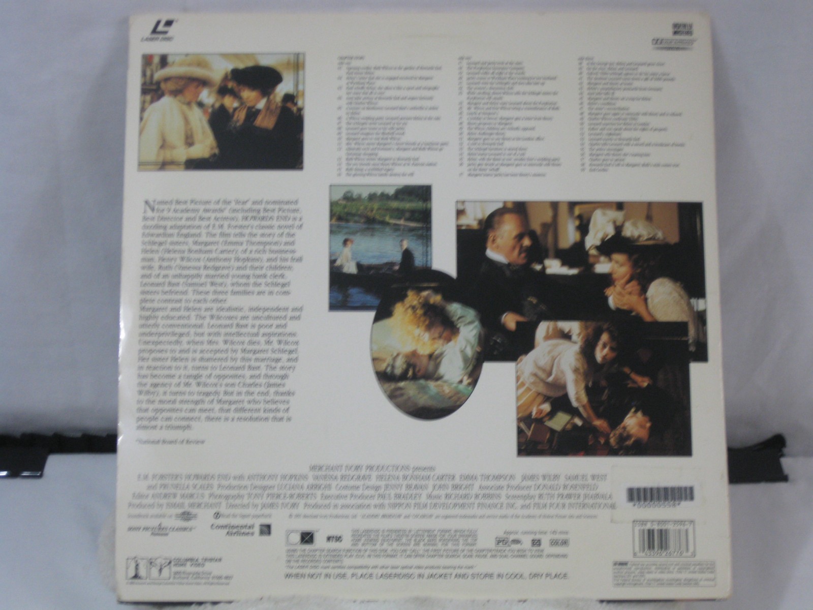 Anthony Hopkins 4 movie laserdisc lot Howard's End, Dawning, Edge VG/VG+/VG+