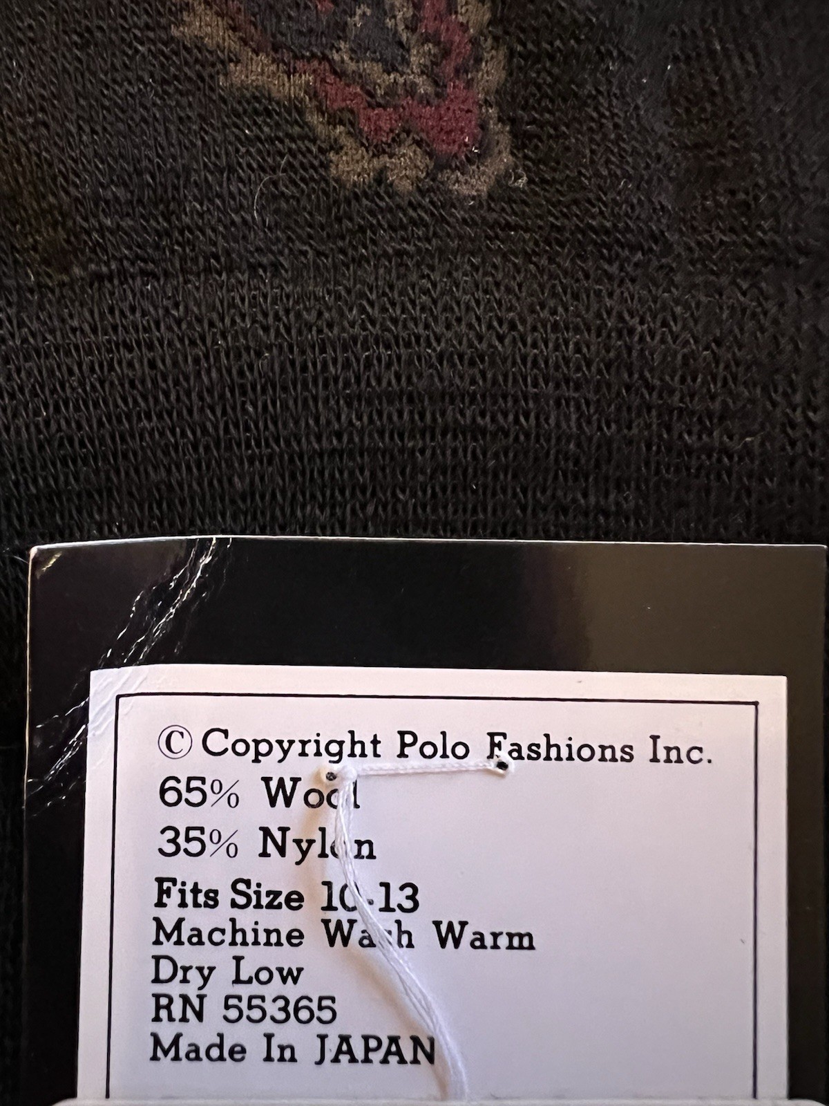 NWT POLO Ralph Lauren Mens Lux Dress Socks OTC 65% Wool Black Paisley JAPAN