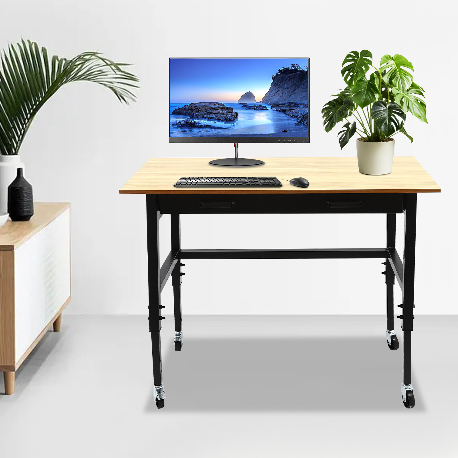 Mobile Workbench, Work Bench for Garage Office Home, Height Adjustable Workbench