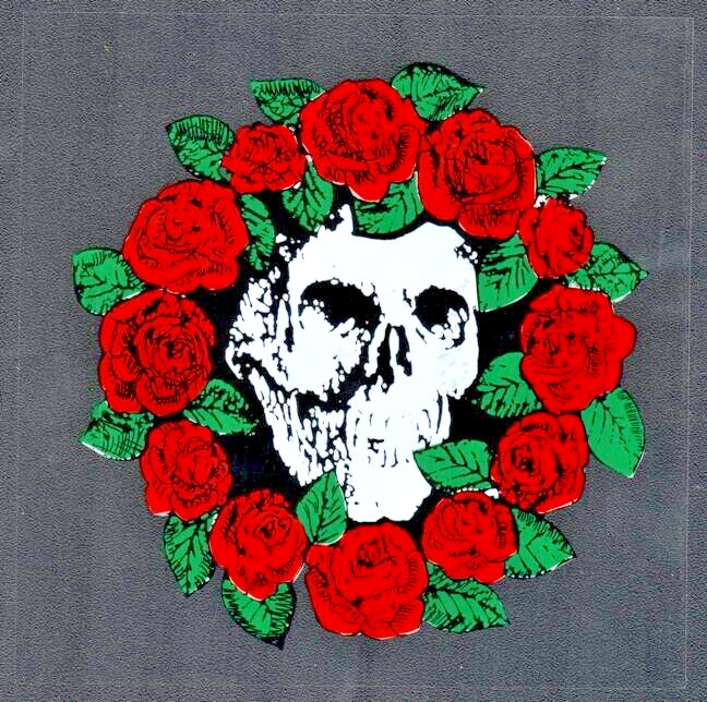 Vintage Grateful Dead Decal Skeleton Skull Ring Roses Car Window Sticker Bertha