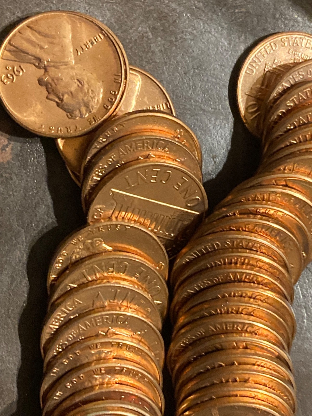 3 ROLLS- 1963-D BU LINCOLN MEMORIAL CENT PENNY ROLL  150 COINS Uncirculated!