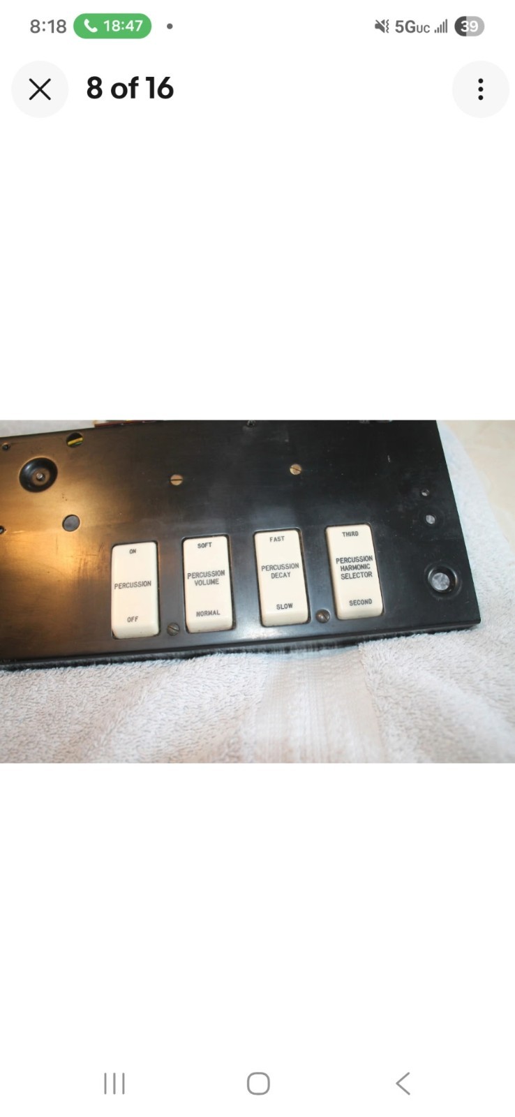 Hammond C-3 Vibrato Percussion Switches and Mounting Panel From Working Organ