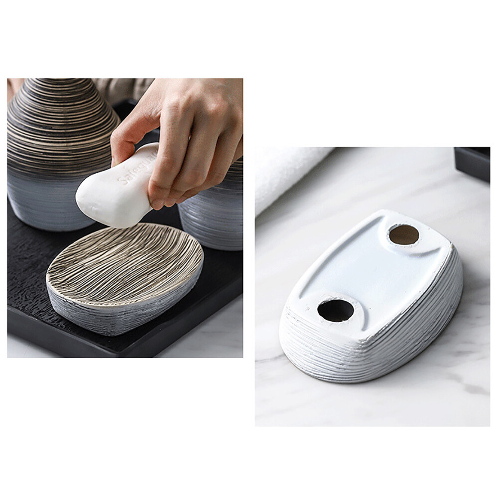 Ceramic Bathroom Accessories Set Decorative Storage Lotion Dispenser Holder 5PCS