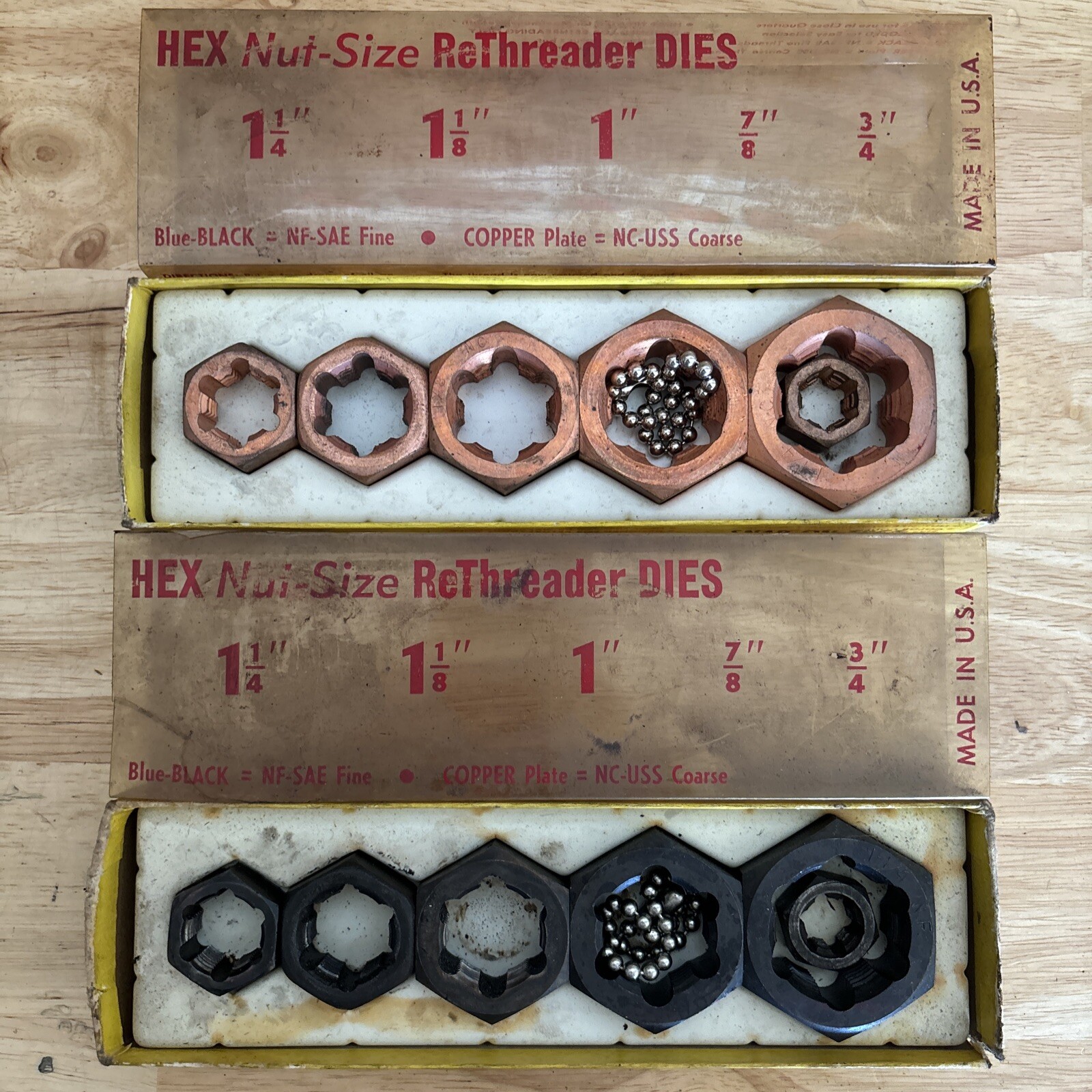Snap On NF-SAE Fine & NC-USS Coarse Rethreading Dies Hex Nut Size Sets TRF5 TRC5