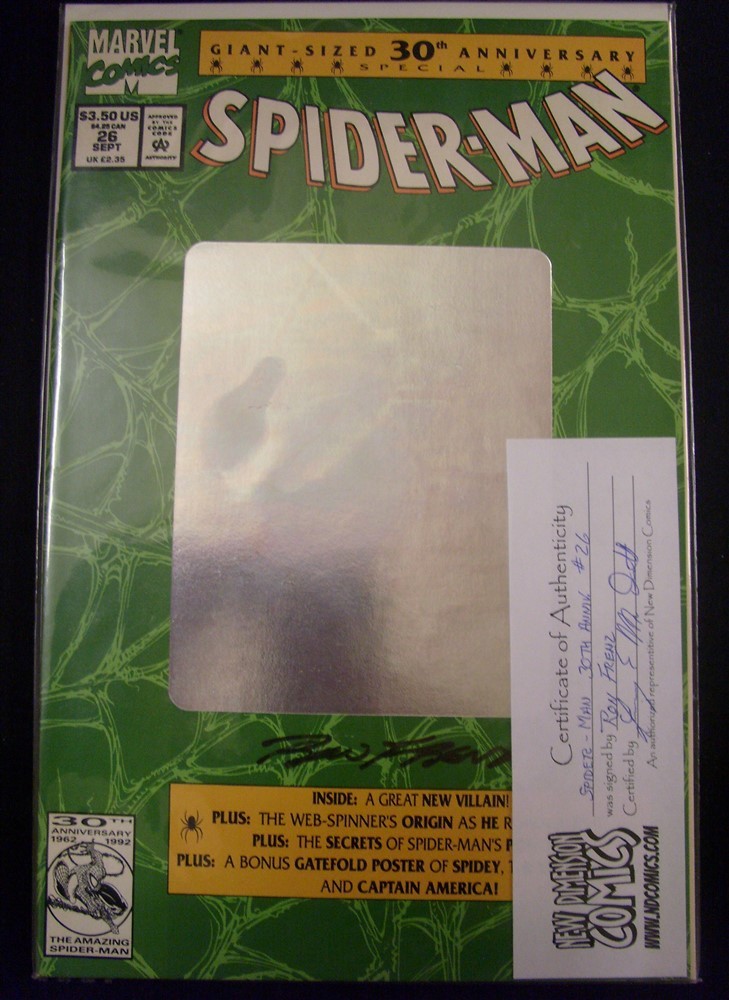 SPIDER-MAN 26 MARVEL COMIC SIGNED RON FRENZ W/COA 30TH ANNIVERSARY 1992 VF/NM