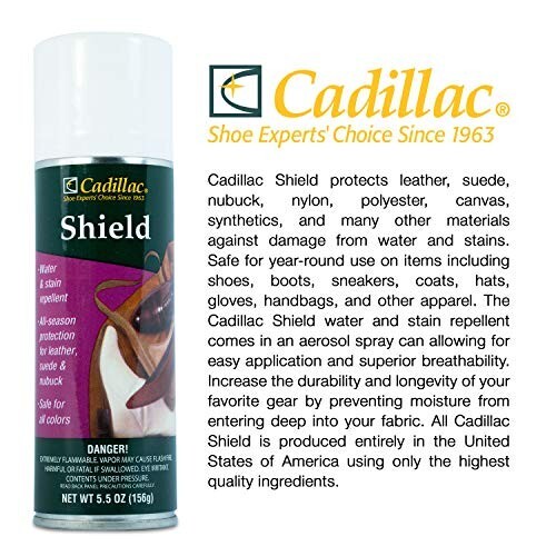Cadillac Shield Water & Stain Leather & Fabric Protector Great for shoes 5.5 oz