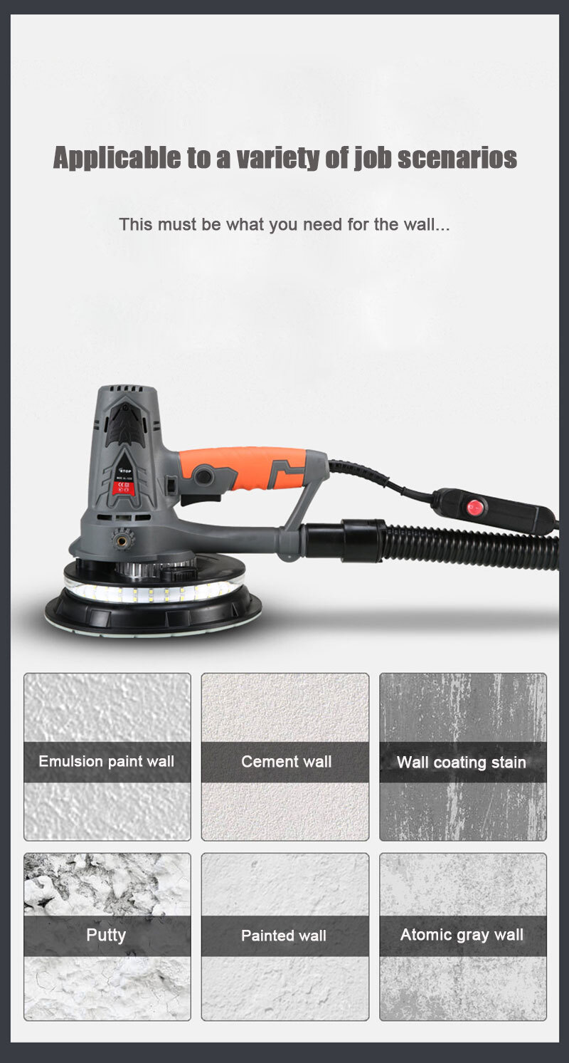 1050W Electric Wall Grinder LED lighting Strip Speed Adjustable Grindin Machine