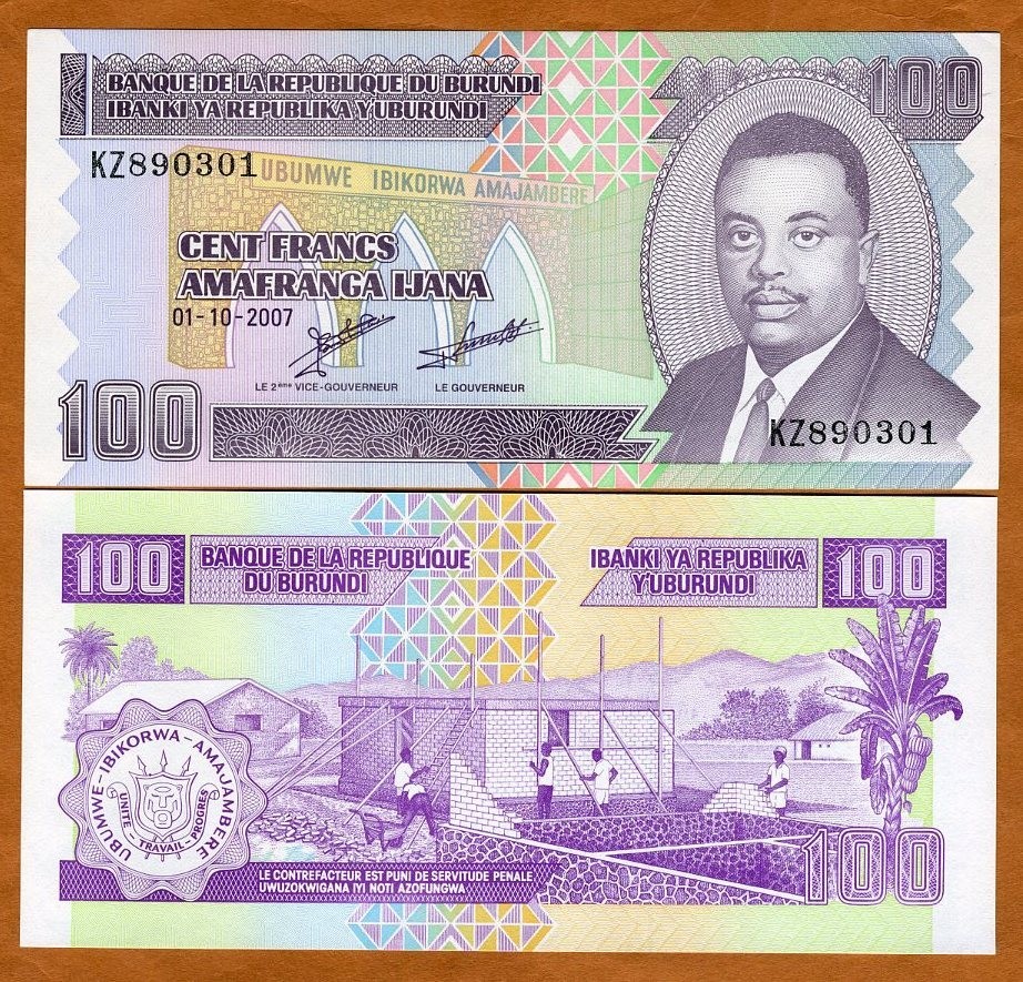 Burundi, 100 Francs, 2007, P-37 (37f), UNC Large Size Issue