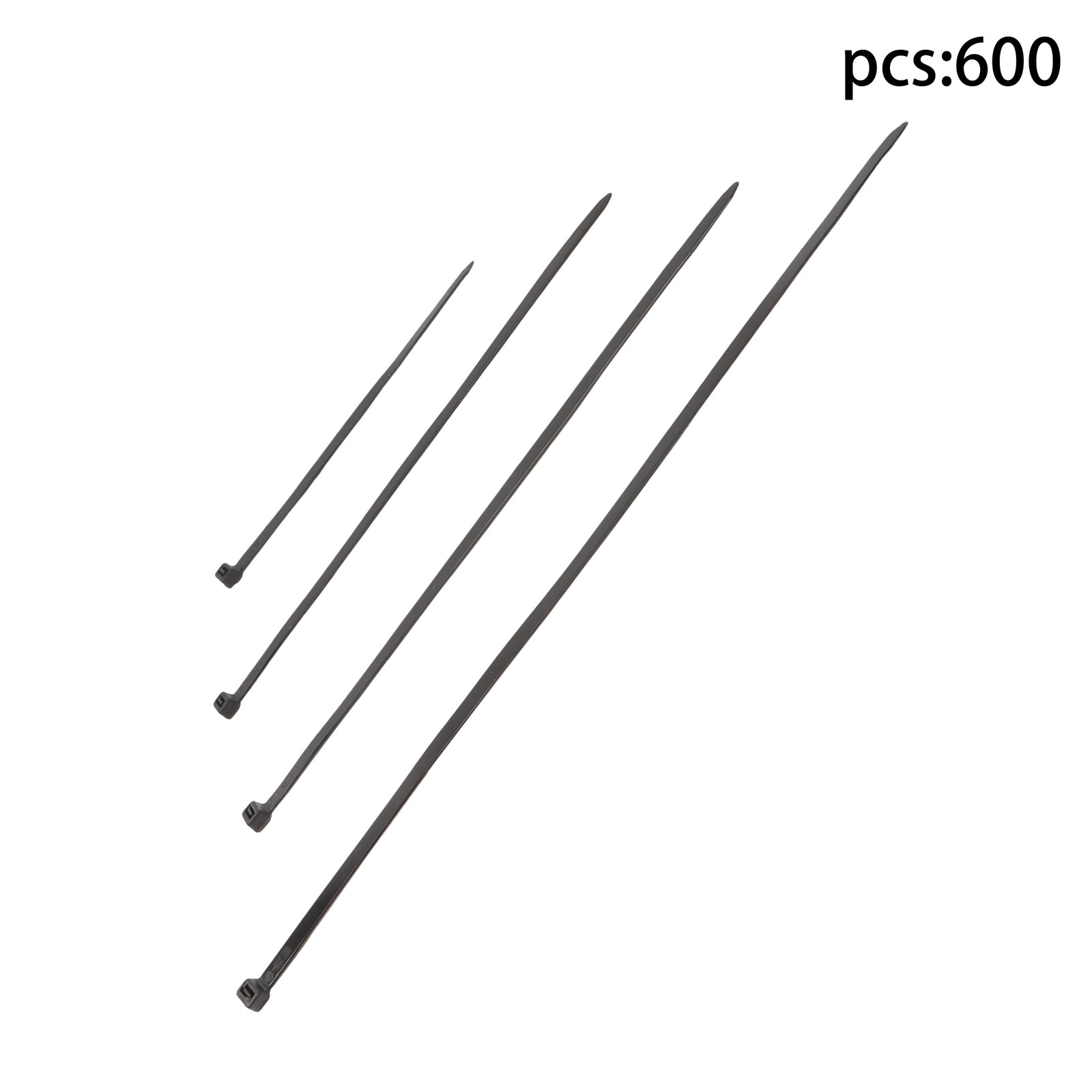 600 Pcs Self-locking Cable Ties Heavy Duty Assorted Sizes 8"+12"+14"+18" Nylon