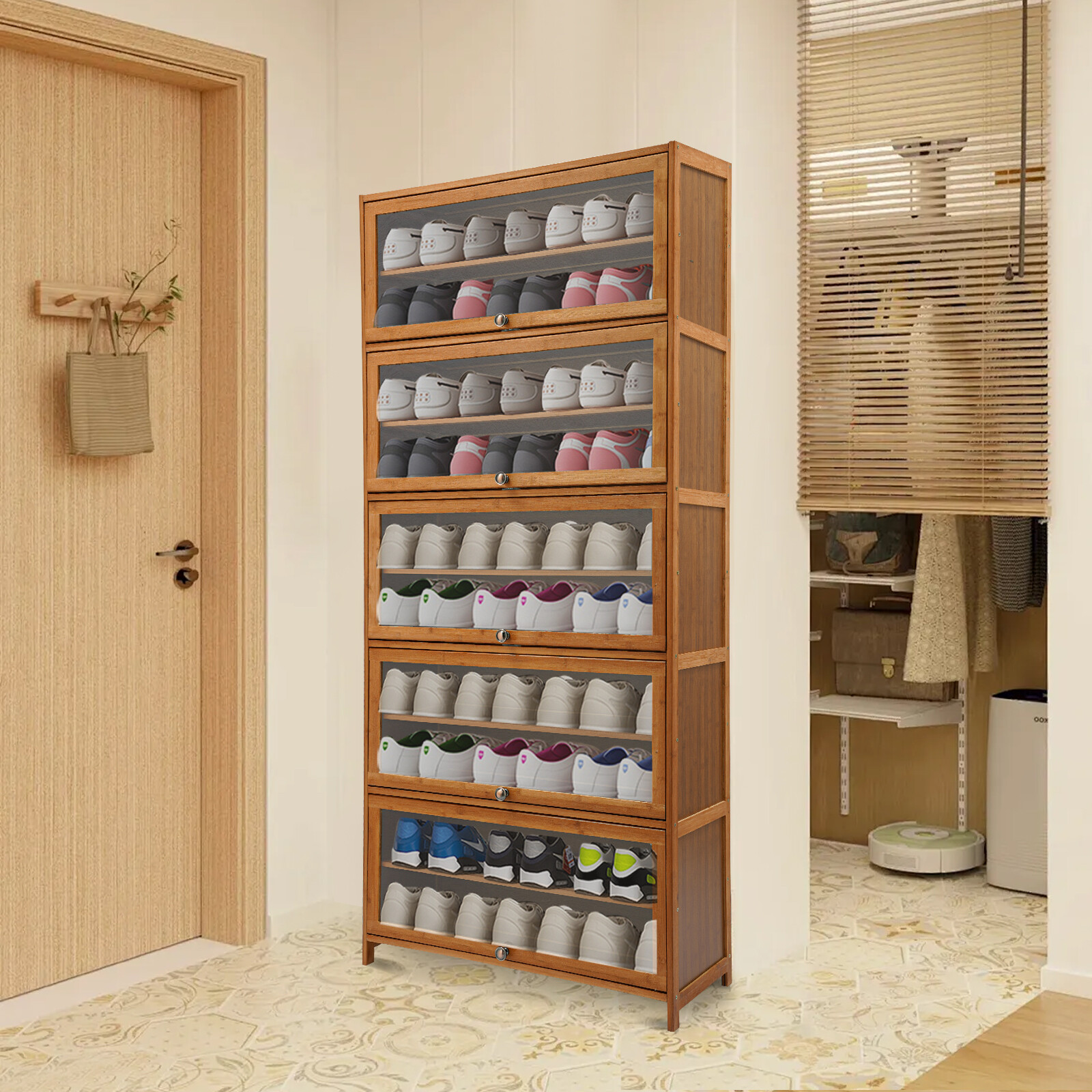 11-Tier 67" Tall Shoe Storage Cabinet Sneaker Organizer Rack for Home Entryway