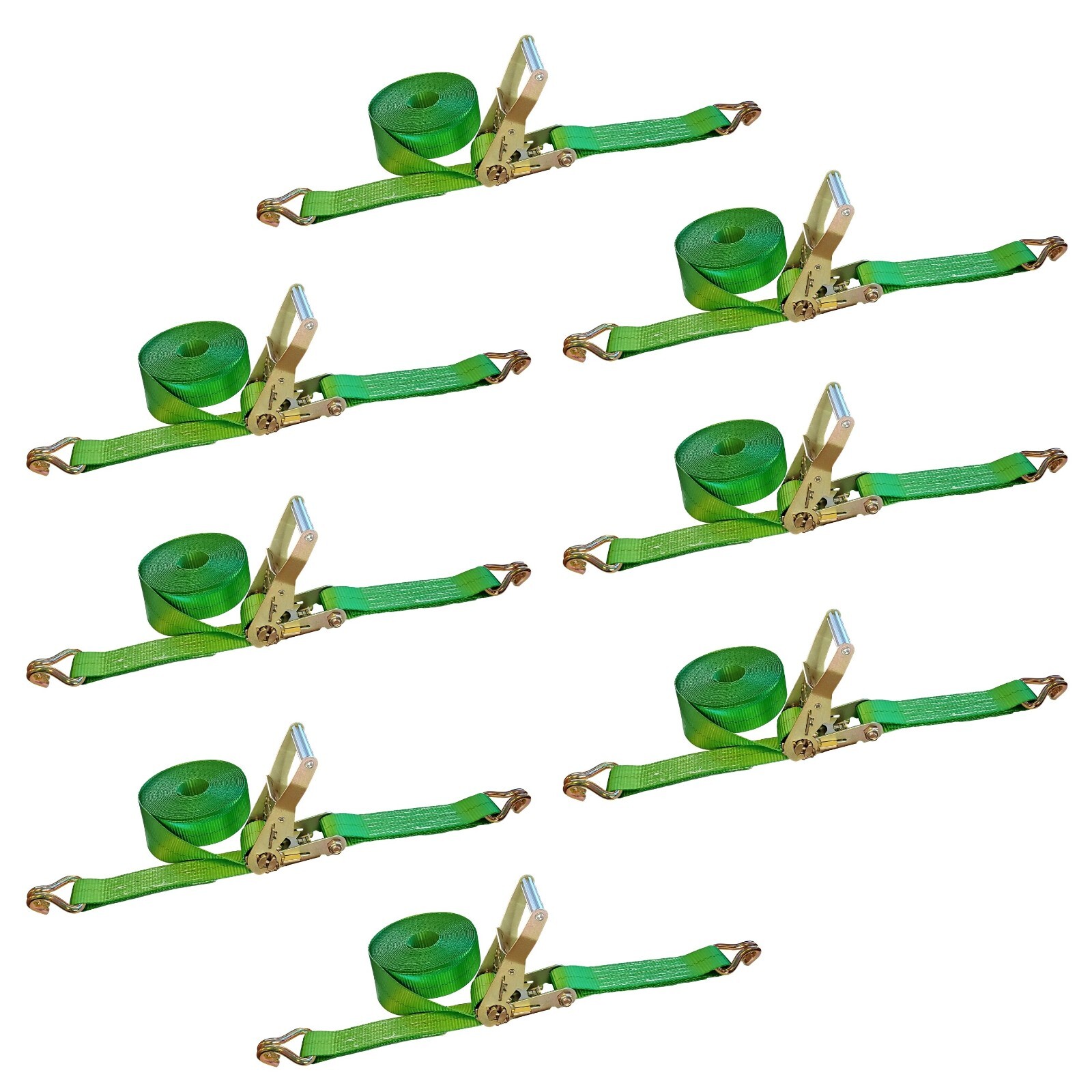 USA 8 Pack 2" x 30' Ratchet Tie Down Strap w/ J Wire Hook Flatbed Truck Trailer
