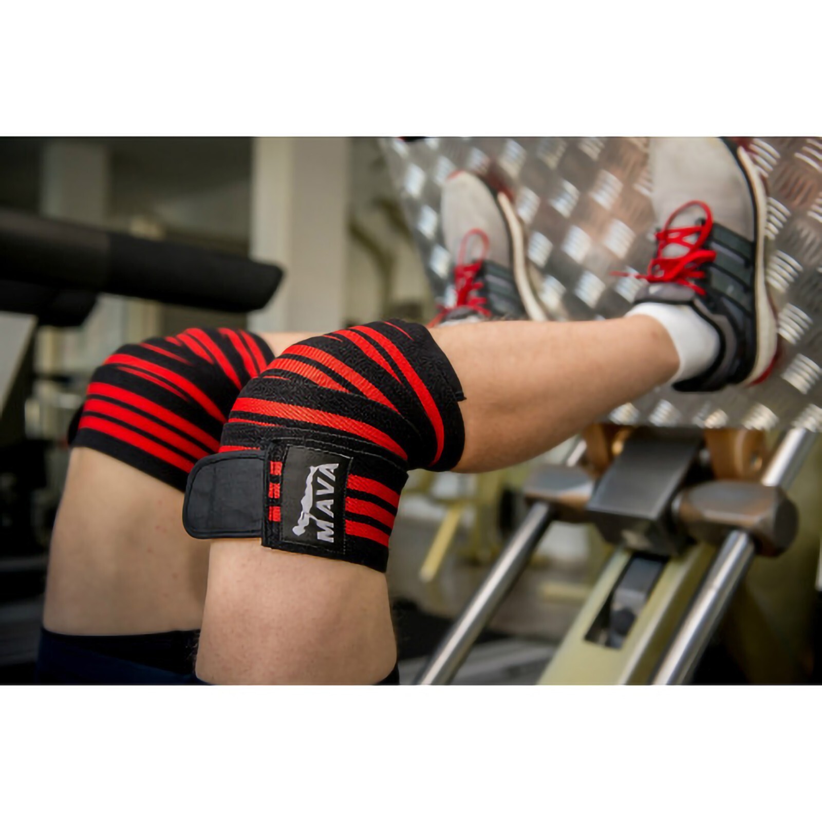 MAVA Heavy Duty Weight Lifting Knee Wraps with Valcro Straps