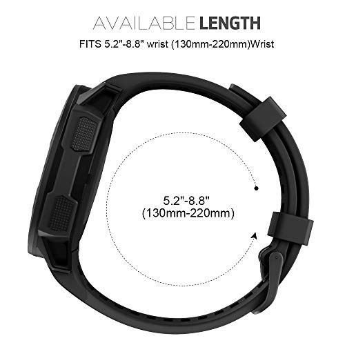 for Garmin Instinct Band, Soft Silicone Instinct/Instinct 2-45mm Black