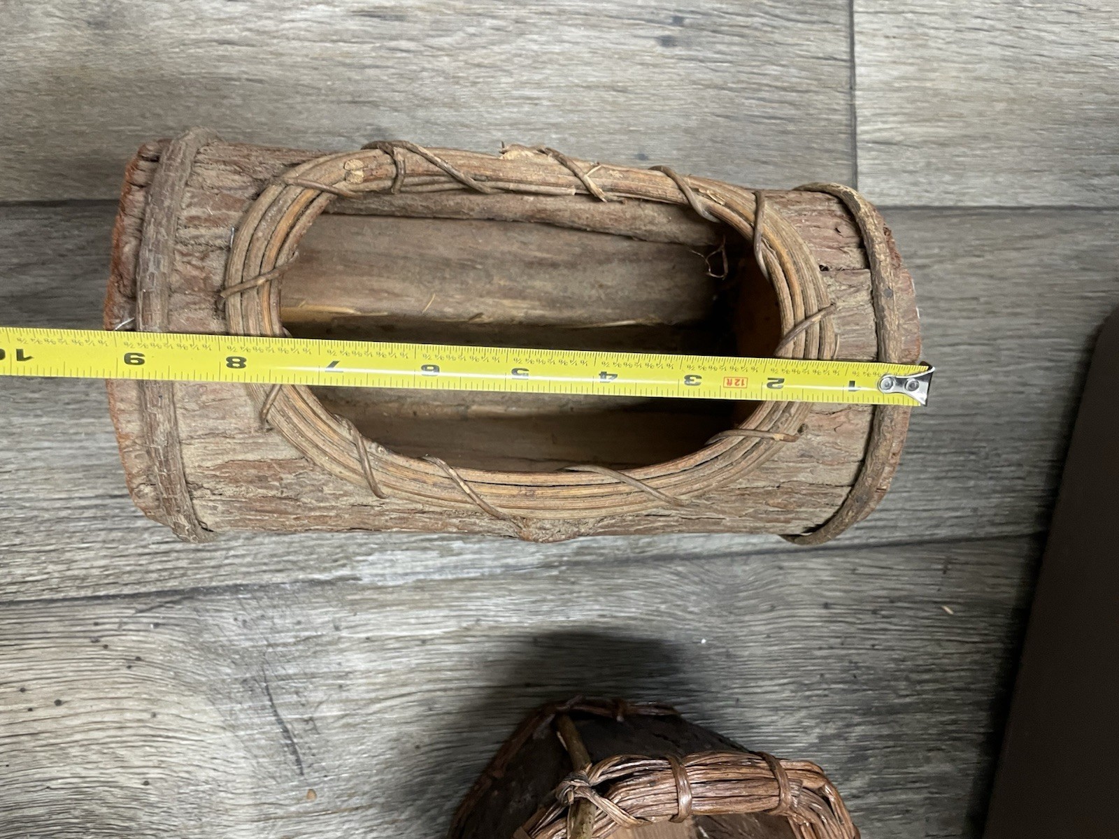 Handmade Baskets Rustic Lot Of 2 Tree Bark & Vine Brown 2 Sizes