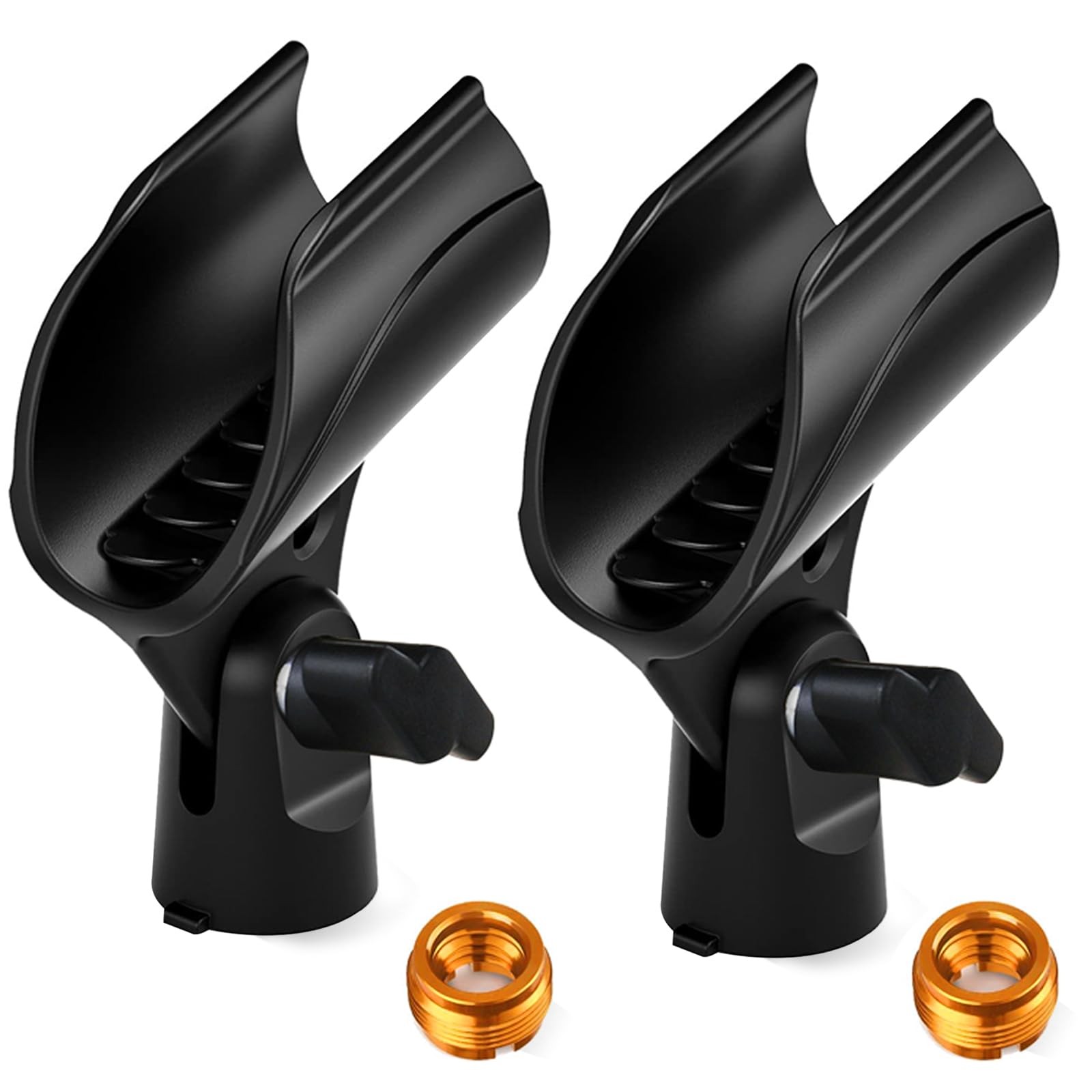 2 Pcs Universal Microphone Clip, Adjustable Mic Clip Holder for 2_Pack, Black