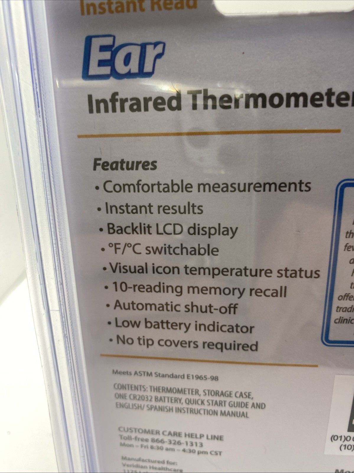 Ear Thermometer Instant Read Infrared TS7 Veridian HealthCare NEW All Ages