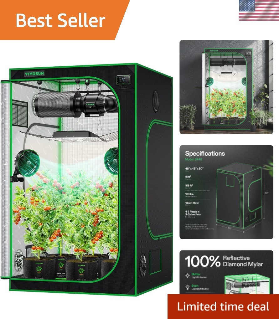 S448 4x4 Grow Tent - Black - 48x48x80