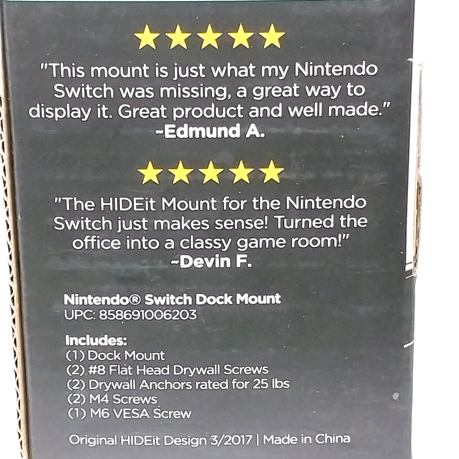 HIDEit Mounts Nintendo Switch Console Dock Wall Mount