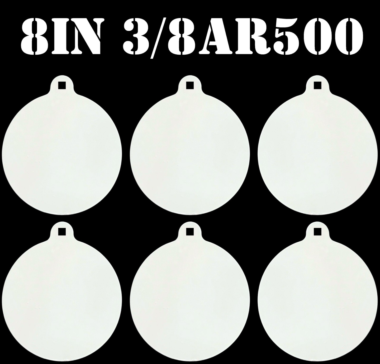 8in. 3/8in. AR500 Hardened Metal Gongs - Steel Shooting Range NRA Pistol Targets