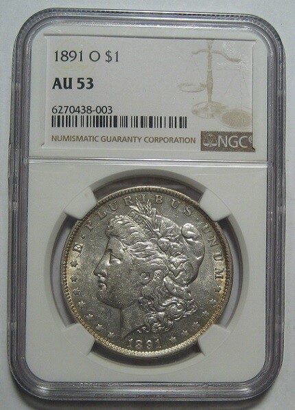 = 1891-O AU53 NGC MORGAN Dollar, Nice EYE Appeal, FREE Shipping