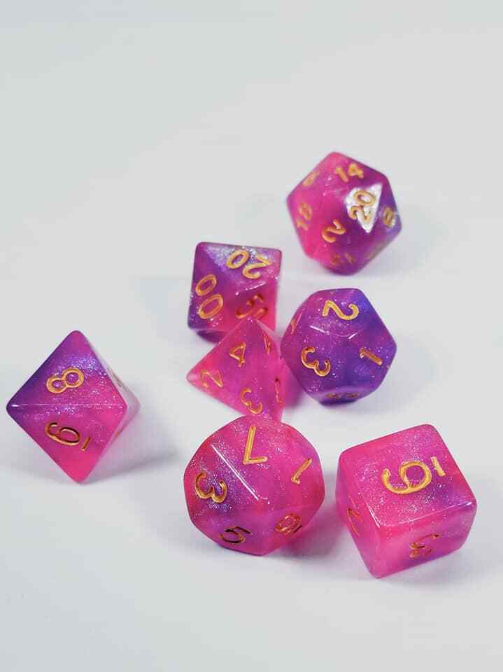 Princess Power 7 Dice Set Polyhedral RPG DnD Dungeons Dragons Pathfinder d20