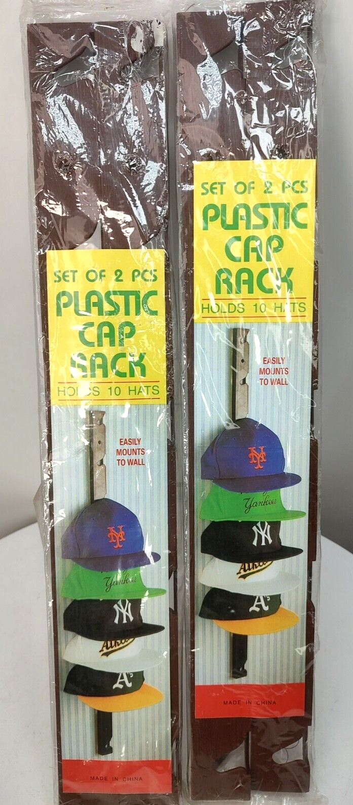 Cap Rack Set 2/Holds 20 Hats Easy Mount Closet Wall Hanging Organizer NIP