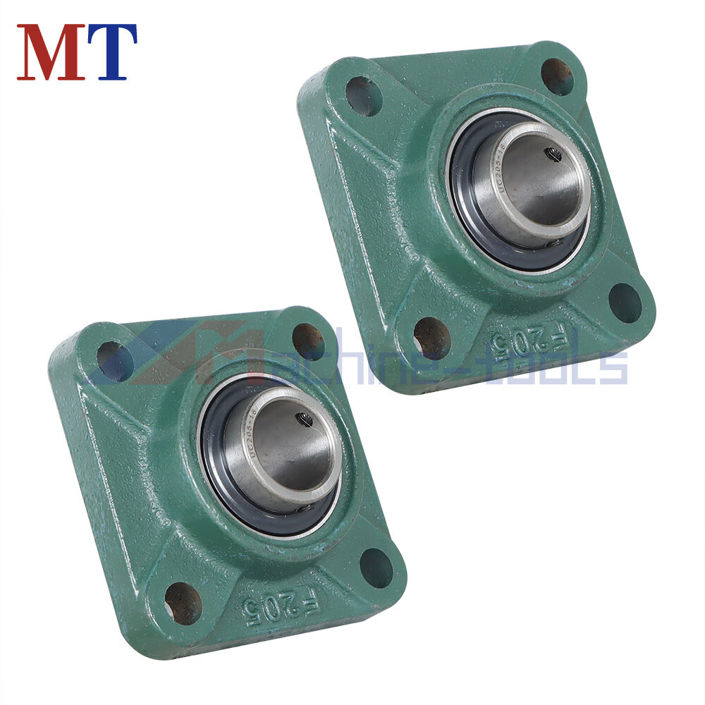 2 Pack UCF205-16 Solid Base Pillow Block Flange Mounted Bearing 1" Bore 4 Bolt