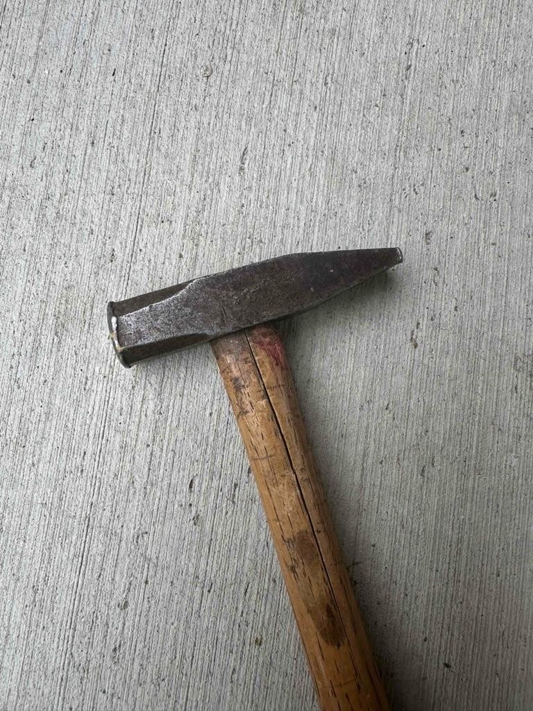 Antique 4 Ounce Tack Hammer "Cast Steel" Head Hardwood Handle
