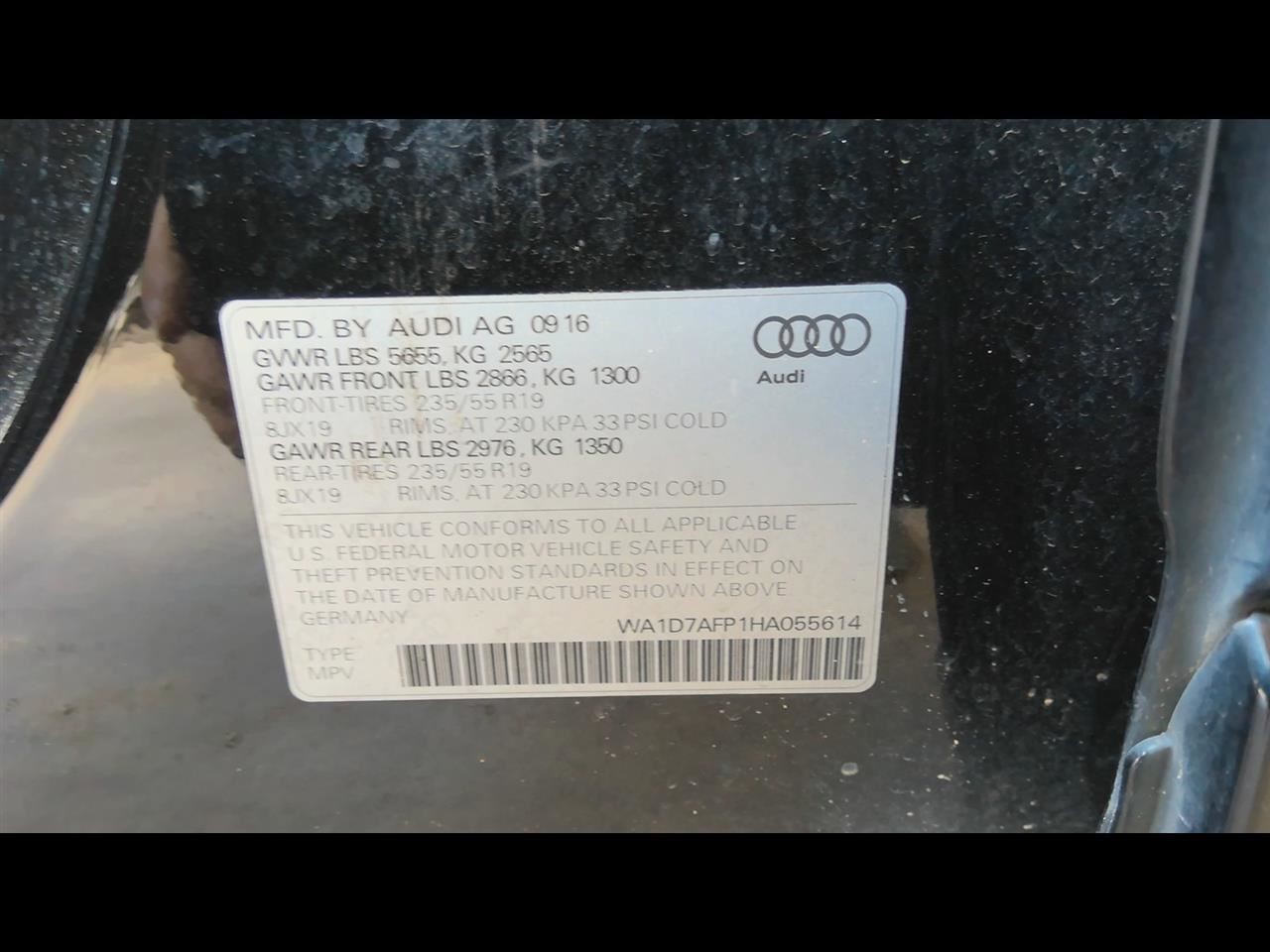 Q5 AUDI 2017 Transmission Shift 1303615