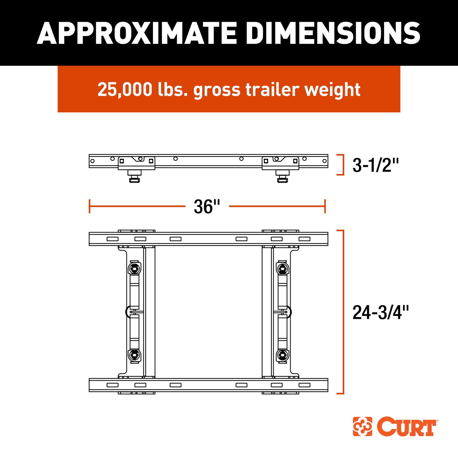 CURT 25K lbs Puck System 5th Wheel Adapter W/ Rails Fits Select Chevy, Ford, GMC