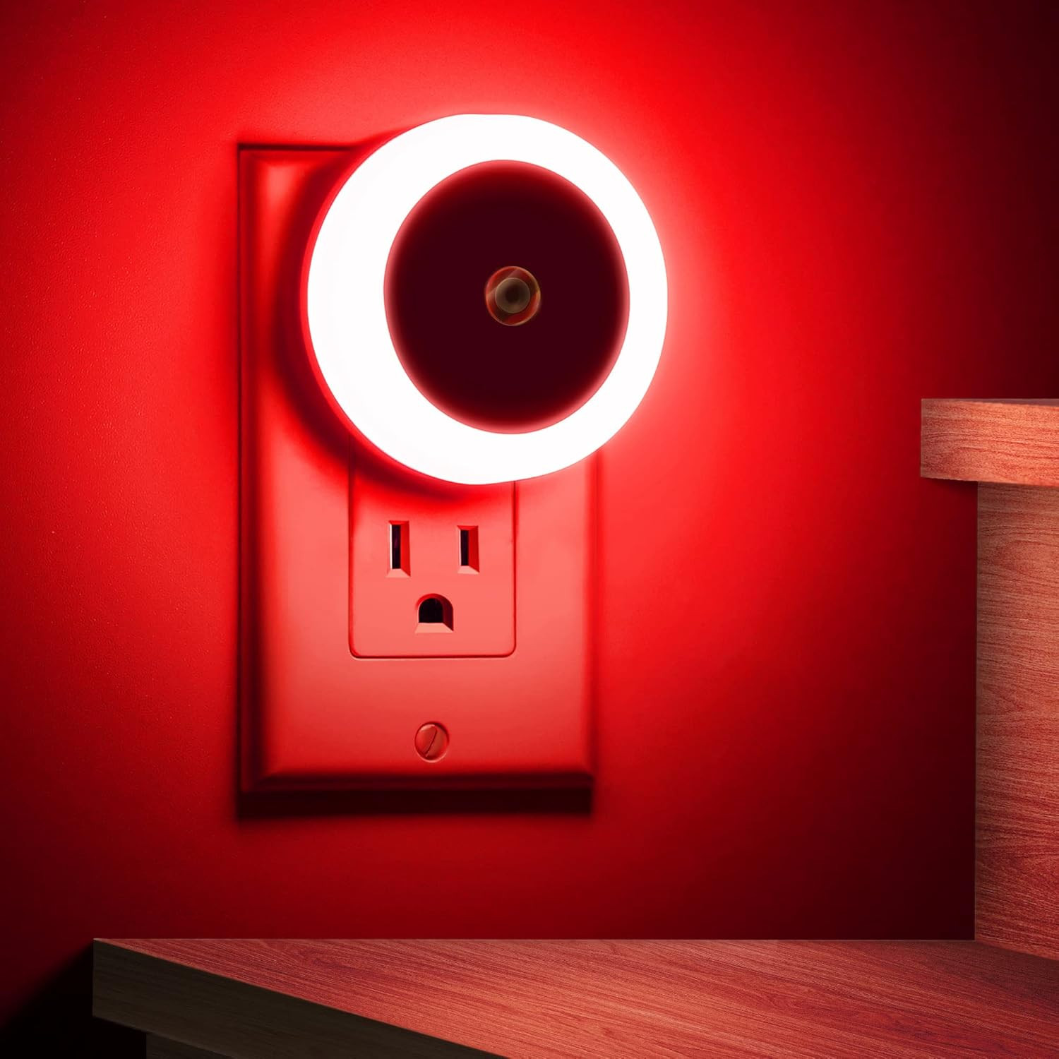 Briignite 4 Pack Red LED Night Light, Dusk to Dawn Sensor, Plug In, 60 Lumens, 0