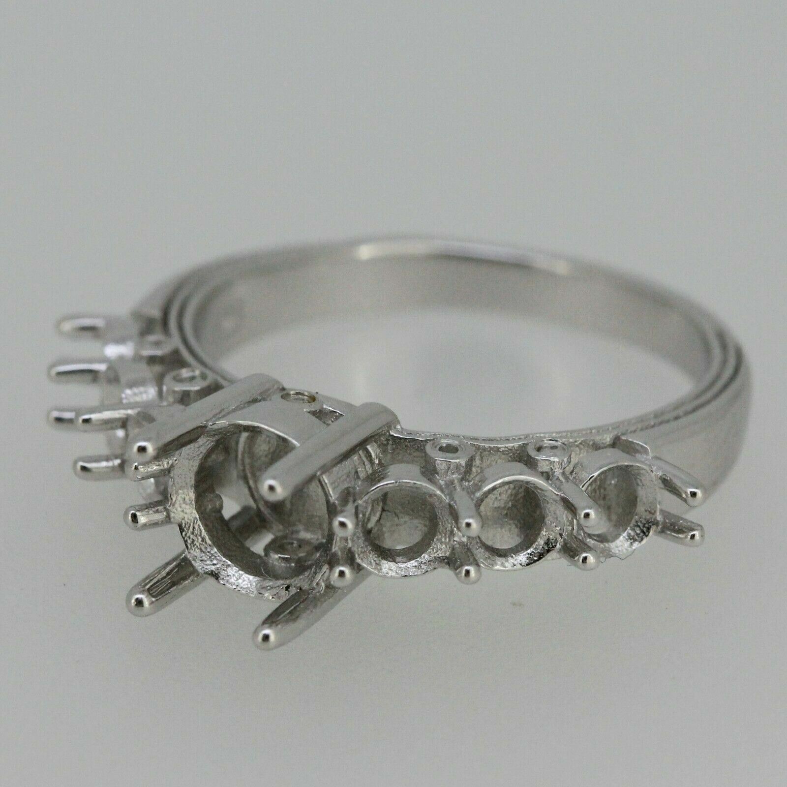 Sterling silver Semi Mount Ring Setting Round RD 7x7mm & RD 4x4mm