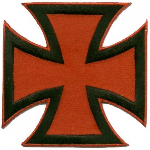 CHOPPERS CROSS PATCH BLACK ON RED