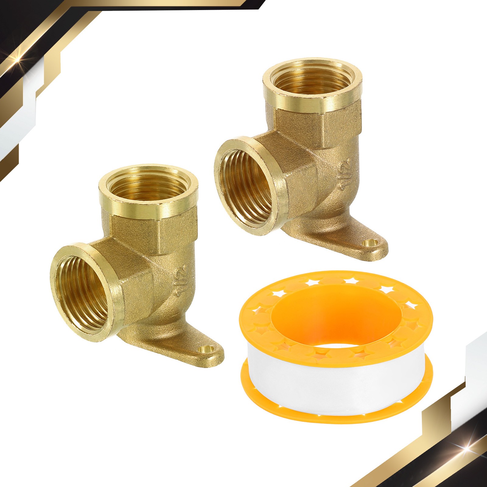 2Pack 90 Degree Drop Ear Elbow PT1/2 Inch Female x PT1/2 Inch Female