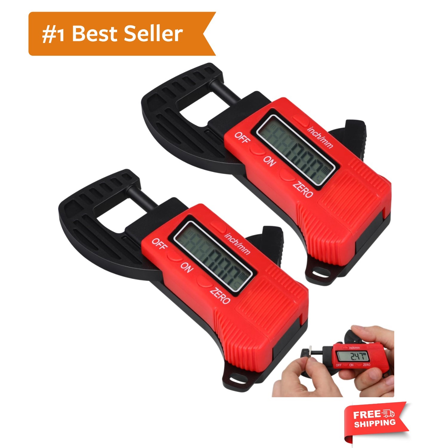 2pcs Thickness Gauge Caliper Micrometer Thickness Micrometer Measurement Tool...
