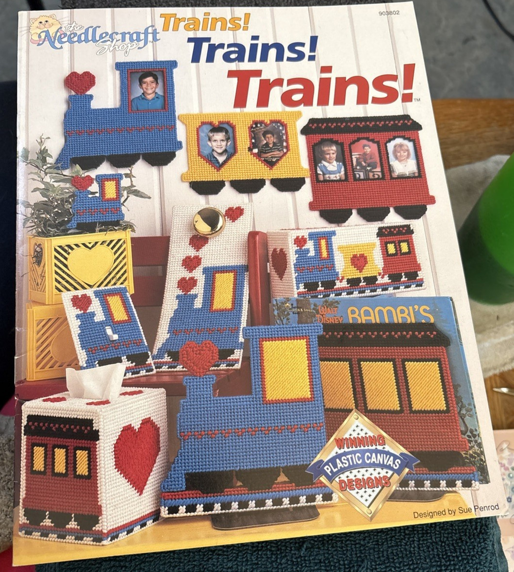 Vtg Rare The Needlecraft Shop Trains! Trains! Trains! Plastic Canvas 91 Bk903802