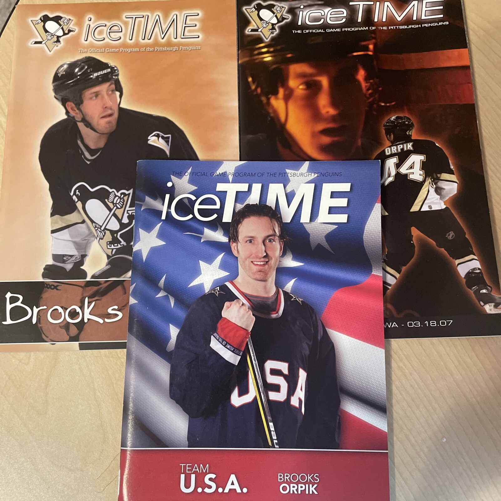 3 Pittsburgh Penguins Brooks Orpik IceTime Program Team USA 2007 2006 2010